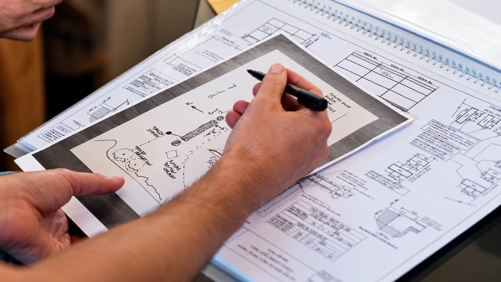 Architectural Sketches Under Construction Architectural sketches illustrating residential design and construction planning